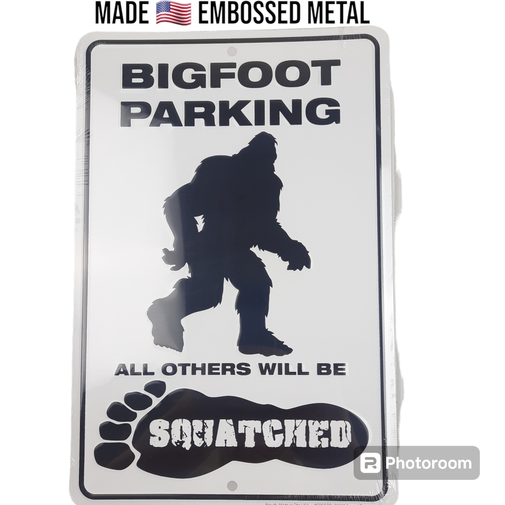 Bigfoot Sasquatch Metal Sign 12x8 Funny Cabin Hunter Wall Decor Gift